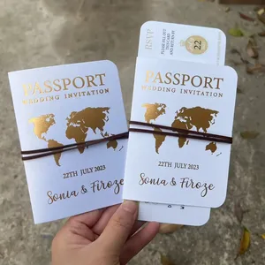 Lá Bìa mời in ảnh khác nhau Tên hộ chiếu lên máy bay vượt qua Cảm ơn bạn thẻ cho khách hộ chiếu lời mời đám cưới - Product Image 4