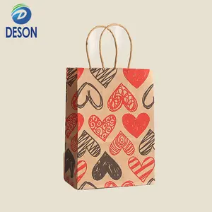 Deson Valentines Day Reusable Kids Adults School Classrooms Exchange Party Favors Gift Kraft Paper Goody Bags