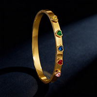 Bracelet jonc baguette en acier inoxydable plaqué or Resoul pour femme, luxueux, avec pierres en cristal, idéal pour les soirées