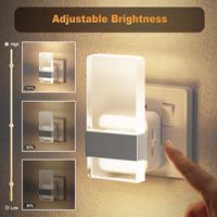 ZHILAI Lampe murale moderne mini LED en plastique avec capteur de lumière, intensité réglable, à brancher, luminosité réglable, blanc chaud, lampe de nuit pour chambre à coucher