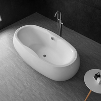 Baignoire autoportante en acrylique renforcé Gurgle, 100 % matériau pur haute densité, idéale pour les projets d'appartements