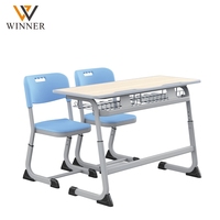Ensemble de chaise de bureau pour étudiants ergonomique moderne de qualité supérieure, respectueux de l'environnement, avec hauteur réglable, structure en métal, chaise en plastique, tiroir de rangement, école