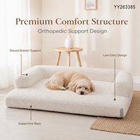 Yang Yang Pet Luxus-Hundebett aus massivem Fleece-Stoff, beige, quadratisch, GRS, Großhandel, waschbar, abnehmbarer Memory-Schaum-Kissenrand, Kartonverpackung