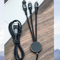 Câble de charge multi-prise USB-C, Lightning et Micro USB 65W PD en PET recyclé GRS avec impression UV et logo laser – Cadeau d'entreprise