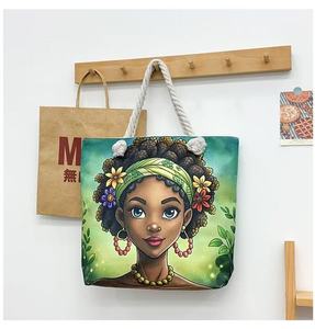 Colorful Painting Handbag, Cartoon-style Canvas Bag, Large Capacity Beautiful Tote Bag