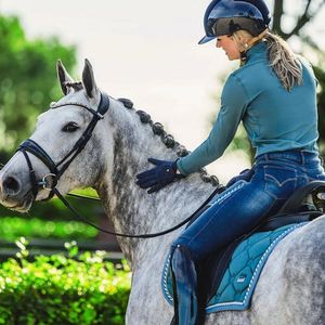 Langärmliges Pferdesport-Oberteil für Damen mit halbem Reiß verschluss - Product Image 2