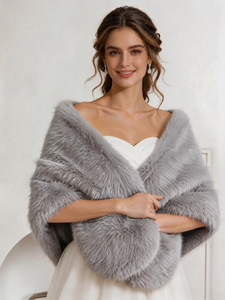 Châles en fausse fourrure tricotée pour femmes 2026, longueur moyenne, nouvelle mode printemps, noir, blanc clair et autres couleurs, style renard - Product Image 2