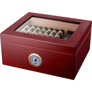Conch glass top cigar humidifier cigar box Spanish cedar tray partition hygrometer Men's gift cigar boxes wholesale