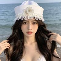 Sombreros y Gorras de Fiesta para Despedida de Soltera al por Mayor, Estilo Marinero con Encaje, Flores y Perlas, con Logotipo Personalizado para Mujer, Jardín