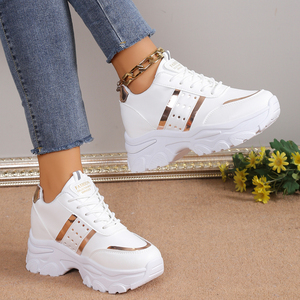 Xuanhui Zapatillas de Malla de Goma con <span class=keywords><strong>Plataforma</strong></span> para Aumentar la Altura Últimas Tendencias de Moda Estilo Coreano para <span class=keywords><strong>Mujer</strong></span> en Color Blanco - Product Image 3