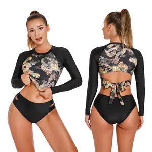 OEM swimsuit Fashion two piece high waist bathing suit supplier fashion show girl bikini thong swimwear women