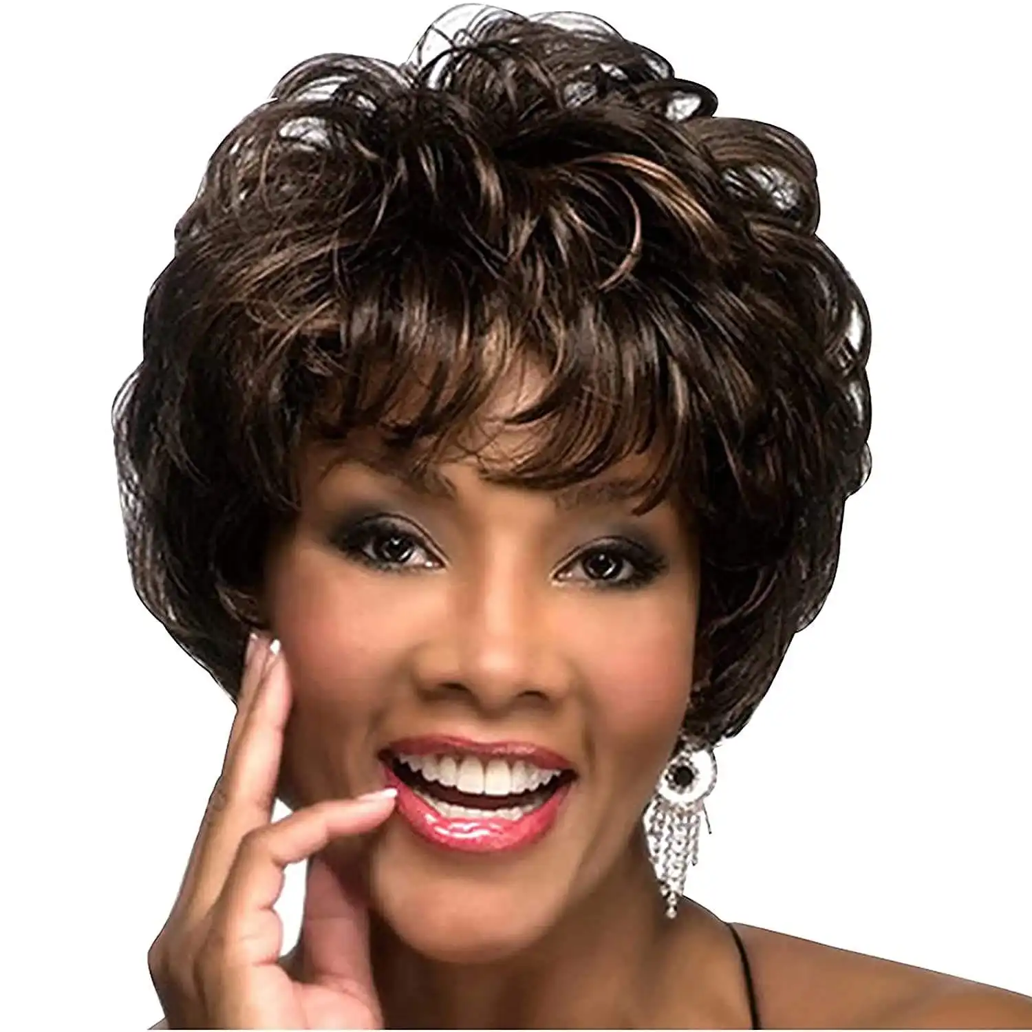 wholesale short cut wig short layered curly High Temperature synthetic wig