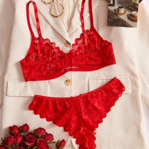 Lingerie sexy à la mode, soutien-gorge brodé de fleurs, lingerie en dentelle confortable et respirante pour femmes - Product Image 5