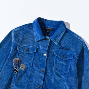 SUCRAM <strong>FFA</strong> Khaji Japanese Style Corduroy Motorcycle Association <strong>Jacket</strong> 100% Cotton Vintage Blue Embroidered Winter Stand Loose - Product Image 2