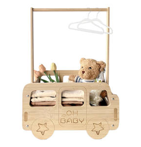 Panier de douche de bébé en forme de bus en bambou de haute qualité placard de caisse de douche de bébé avec poignée - Product Image 1