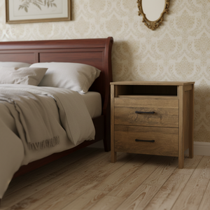 Mid Century Wood Nightstands with <strong>Rattan</strong> Weaving Drawer <strong>Bedside</strong> <strong>Table</strong> with Wood Legs for Bedroom - Product Image 6