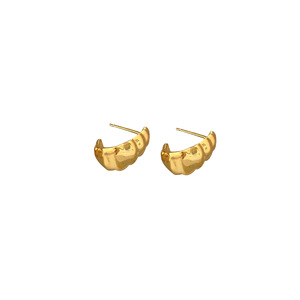 S925 Sterling <b>Silver</b> <b>Stud</b> Earrings Gold C Shape Minimalist Fashion Everyday Wear - Product Image 5