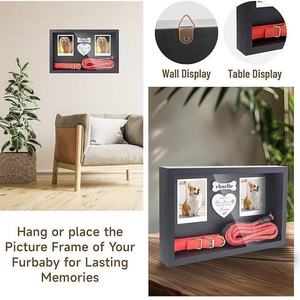Pet Keepsake Photo Frame Black Rectangle <b>Shadow</b> <b>Box</b> With Dog Collar Leash Display Wall Mounted For Living Room Bedroom Study - Product Image 3