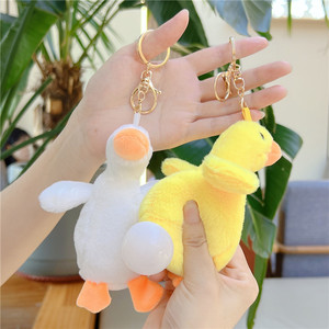 Divertido naranja <span class=keywords><strong>boca</strong></span> pato amarillo dibujos animados creativos <span class=keywords><strong>huevo</strong></span> <span class=keywords><strong>de</strong></span> peluche ganso lindo llavero colgante pato pollito mochila - Product Image 2
