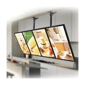 LED Aluminium Menggantung Makanan Cepat Saji Cafe Cahaya Kotak Iklan Restoran Menu Lampu LED Magnetik Lampu Belakang Led Poster Bingkai