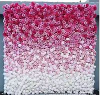 Mur de fleurs artificielles 5D enroulable en soie rouge fait main, écologique, durable, moderne, romantique, pour décoration de mariage et de fête (vente en gros)