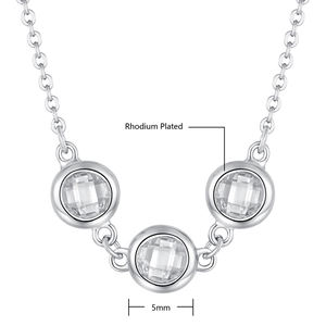 925 perak murni halus tiga batu liontin warna bulat semua Moissanite kalung berlian untuk wanita - Product Image 2