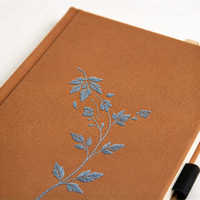 Carnet A5 avec couverture textile, motif floral brodé, couverture rigide, journal de voyage, cadeau