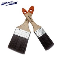 Pinceau plat à poils synthétiques de 3 pouces (violet + olive) pour peinture à l'eau, manche en bois industriel, OEM professionnel