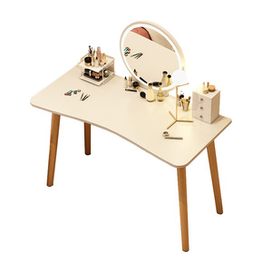 <b>Dressing</b> <b>Table</b> Bedroom Vanity Solid Wood Legs Lighted <b>Mirror</b> Multi-functional Makeup Desk For Home Use - Product Image 5