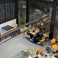 Ensembles de table et de chaises noirs minimalistes modernes. Idéal pour les cafés, les snack-bars et les restaurants occidentaux |   Plusieurs options de couleurs disponibles