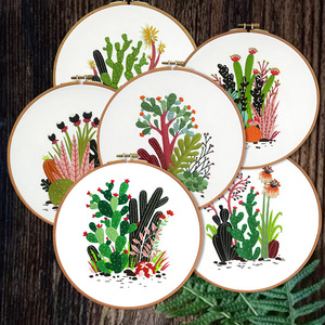 DIY サボテン刺繍初心者向けクロスステッチ手作り生地装飾壁掛けメーカー直販 - Product Image 1