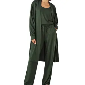 Женский Комплект из трех предметов, Бамбуковая Пижама для женщин, домашняя одежда, комплект из трех предметов, Халат