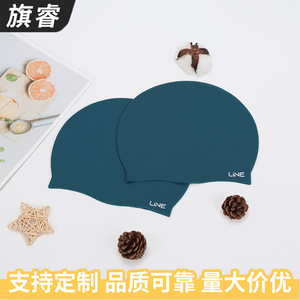 Silicone Swimming Cap Navy Blue Unisex Adult Size Breathable Comfortable For Swimming - Product Image 2