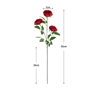 Dongchen Crafts Simulated Rose 3-Headed Single Stem <b>Artificial</b> <b>Flower</b> For Home Wedding Decoration - Product Image 5