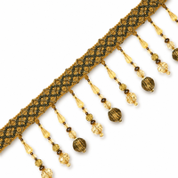 Ruban en dentelle tissée Lurex à franges de perles de cristal de 120 mm pour rideaux, draperies, abat-jour, coussins et décoration intérieure