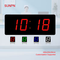 Jam Dinding Digital SUNPN Modern Berbahan Aluminium Sinkronisasi NTP Elektronik GPS/BeiDou Jaringan 4G untuk Rumah Sakit & Sekolah