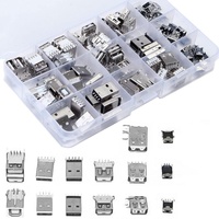 OKYN-Y0310 14 valores 82 piezas Conector USB Tipo A Estándar Hembra para Soldar, Conector de PCB USB-A USB-B