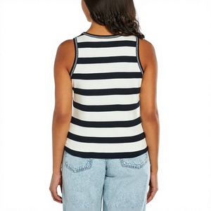 Camiseta sin mangas de algodón de alta calidad OEM/ODM para mujer, con logo y empaque personalizados, chaleco acanalado de verano, top corto liso de ajuste ceñido. - Product Image 6