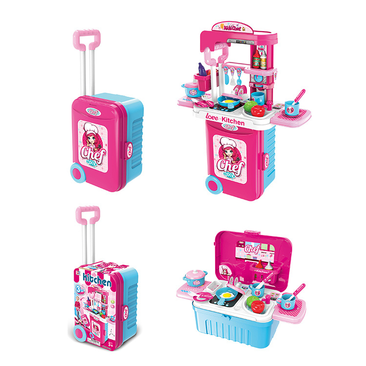 Кухонная утварь 3 в 1 с модным дизайном, косметические медицинские инструменты для девочек, игрушечный чемодан, игровой домик, игрушки для ролевых игр