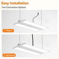 Projecteurs linéaires haute luminosité 2FT 200W, dimmables 0-10V, température de couleur sélectionnable 6000K-5000K-4000K pour entrepôt, garage, atelier
