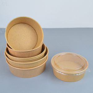 Bát salad giấy kraft. Vòng thân thiện với môi trường phân hủy sinh học hộp salad với nắp tùy chỉnh <span class=keywords><strong>container</strong></span> thực phẩm giá rẻ giá - Product Image 3