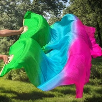 Éventails de danse du ventre en soie pour femmes Voile coloré Éventails de danse du ventre en soie Longs éventails pliants