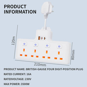 Extensor de salida del Reino Unido superventas de fábrica, tira de alimentación de enchufe múltiple, enchufe de 3 pines, enchufe montado en la pared, tira de Alimentación protectora contra <span class=keywords><strong>sobretensiones</strong></span> - Product Image 5