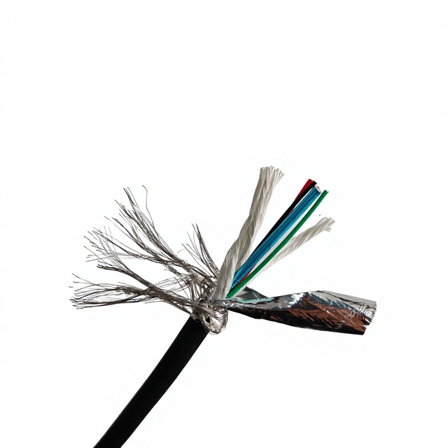 Flexible 28AWG MultiCore Shielded Control Cable 3C+1C Foil Braid Copper Conductor PE Insulation TPU Jacket Industrial Automation