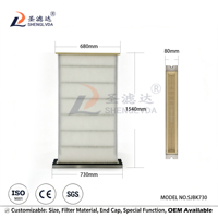 Filtre plissé pour dépoussiéreur 730x80x1540mm, élément filtrant en polyester avec cadre, filtre de remplacement pour fumées industrielles