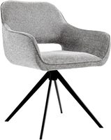 Chaise de salle à manger moderne rembourrée en tissu capitonné avec base métallique pivotante à 360 degrés et accoudoirs pour salon, repas et dîner
