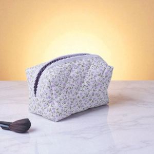Floral Quilted Puffy Large Custom Printed Eco-Friendly Recyclable Makeup Bag Travel Cosmetic Organizer Durable Zipper <b>Storage</b> - Product Image 3