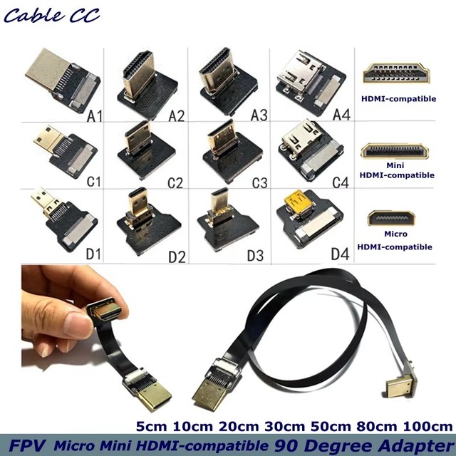 FPV Micro Mini -compatible 90 Degree Adapter FPC Ribbon Flat Cable Pitch 20pin, Used for Multicopter Aerial Photography
