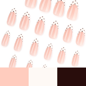 24 Pcs <strong>Nail</strong> Art <strong>Simple</strong> White French Press On <strong>Nails</strong> Short Almond Shape Black Polka-Dot Design Wearable False <strong>Nail</strong> Tips - Product Image 4