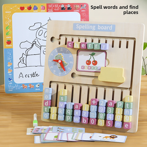 Nouveaux mots d'orthographe en bois <span class=keywords><strong>trouver</strong></span> <span class=keywords><strong>un</strong></span> jouet blocs alphanumériques avec des cartes riches pour aider les enfants à apprendre - Product Image 6